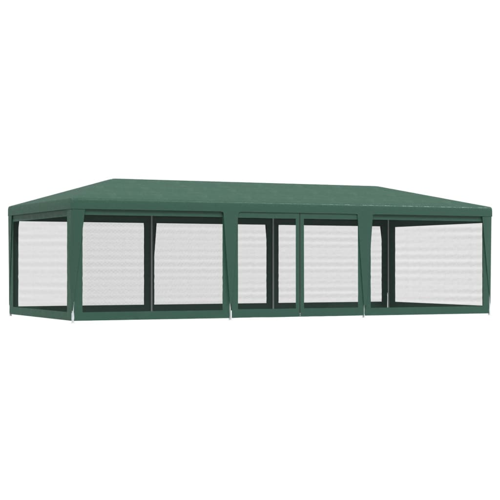 Tenda per Feste con 8 Pareti Laterali in Rete Verde 9x4 m HDPE