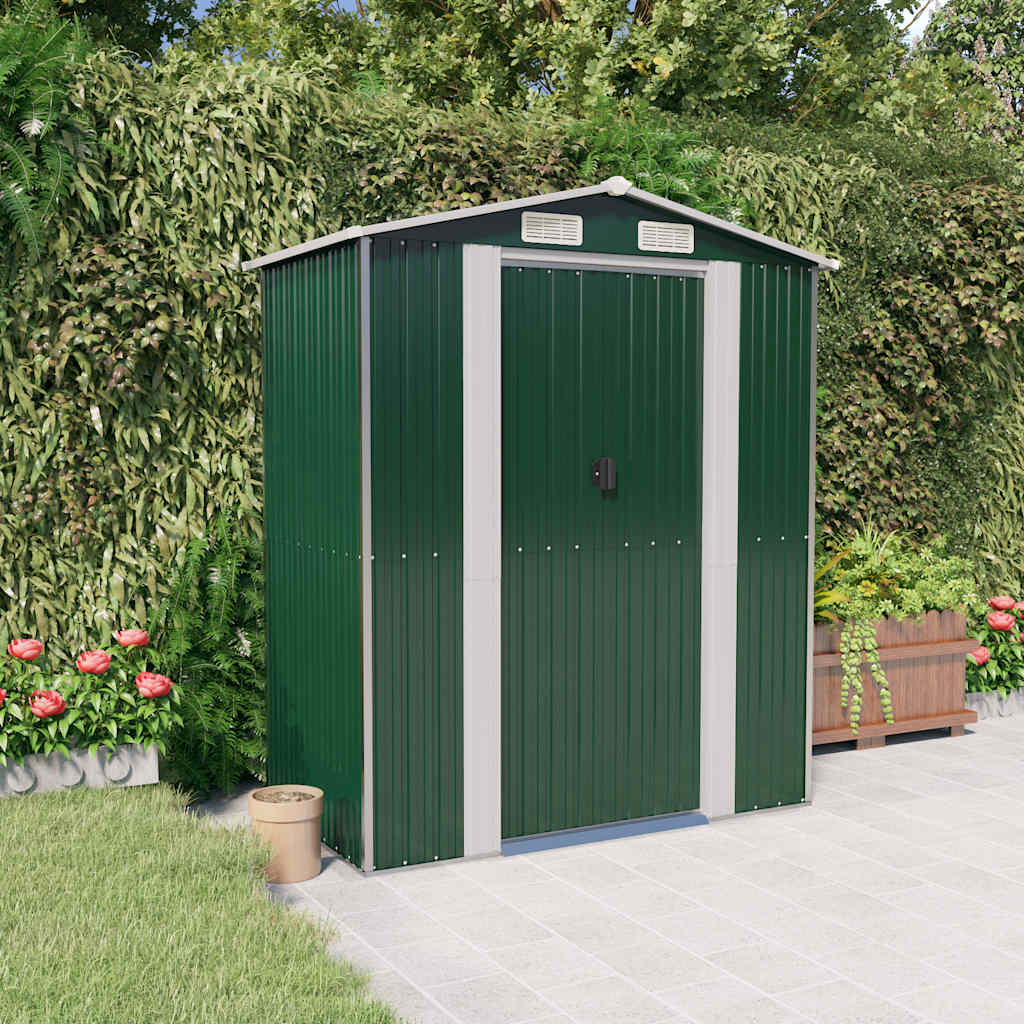 Capanno da Giardino Verde 192x108x223 cm in Acciaio Zincato