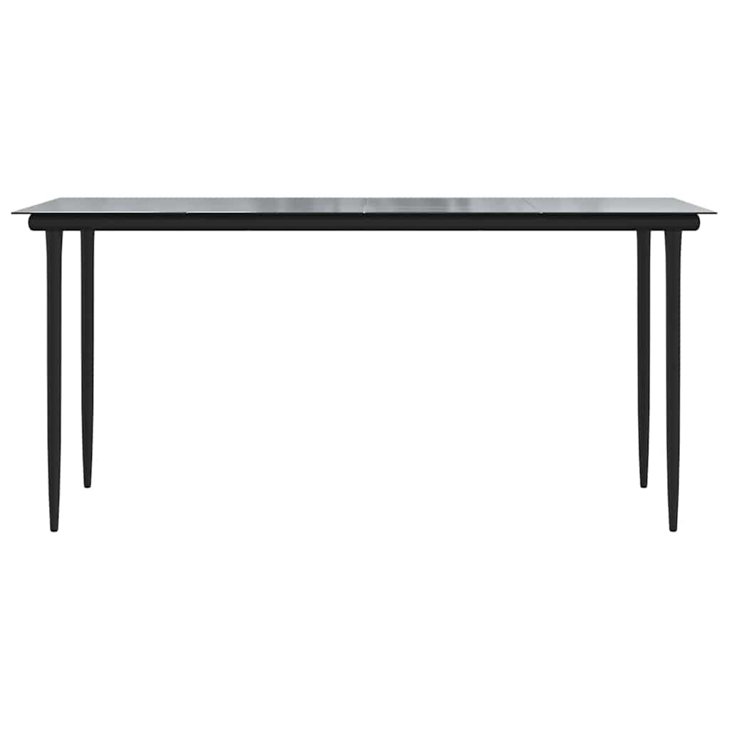 Tavolo Pranzo Giardino Nero 160x80x74 Acciaio e Vetro Temperato