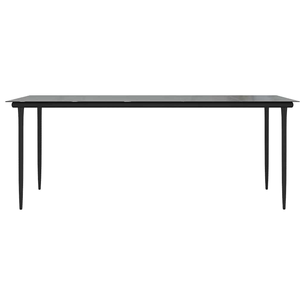 Tavolo Pranzo Giardino Nero200x100x74 Acciaio e Vetro Temperato