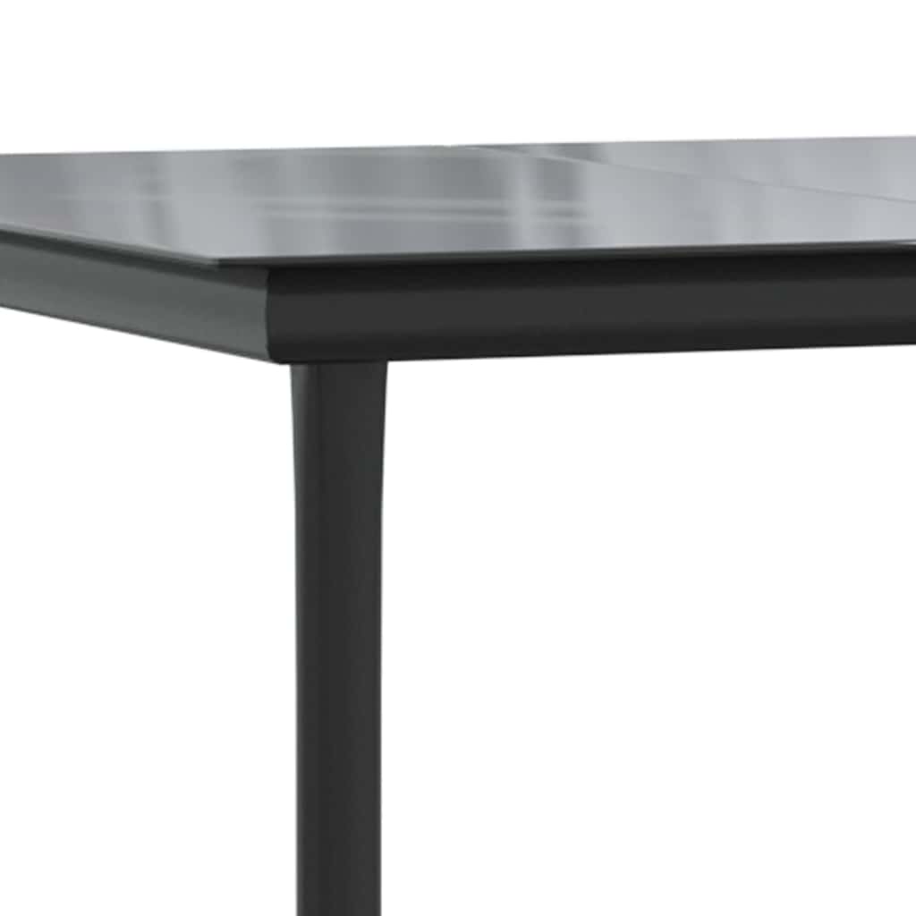 Tavolo Pranzo Giardino Nero200x100x74 Acciaio e Vetro Temperato