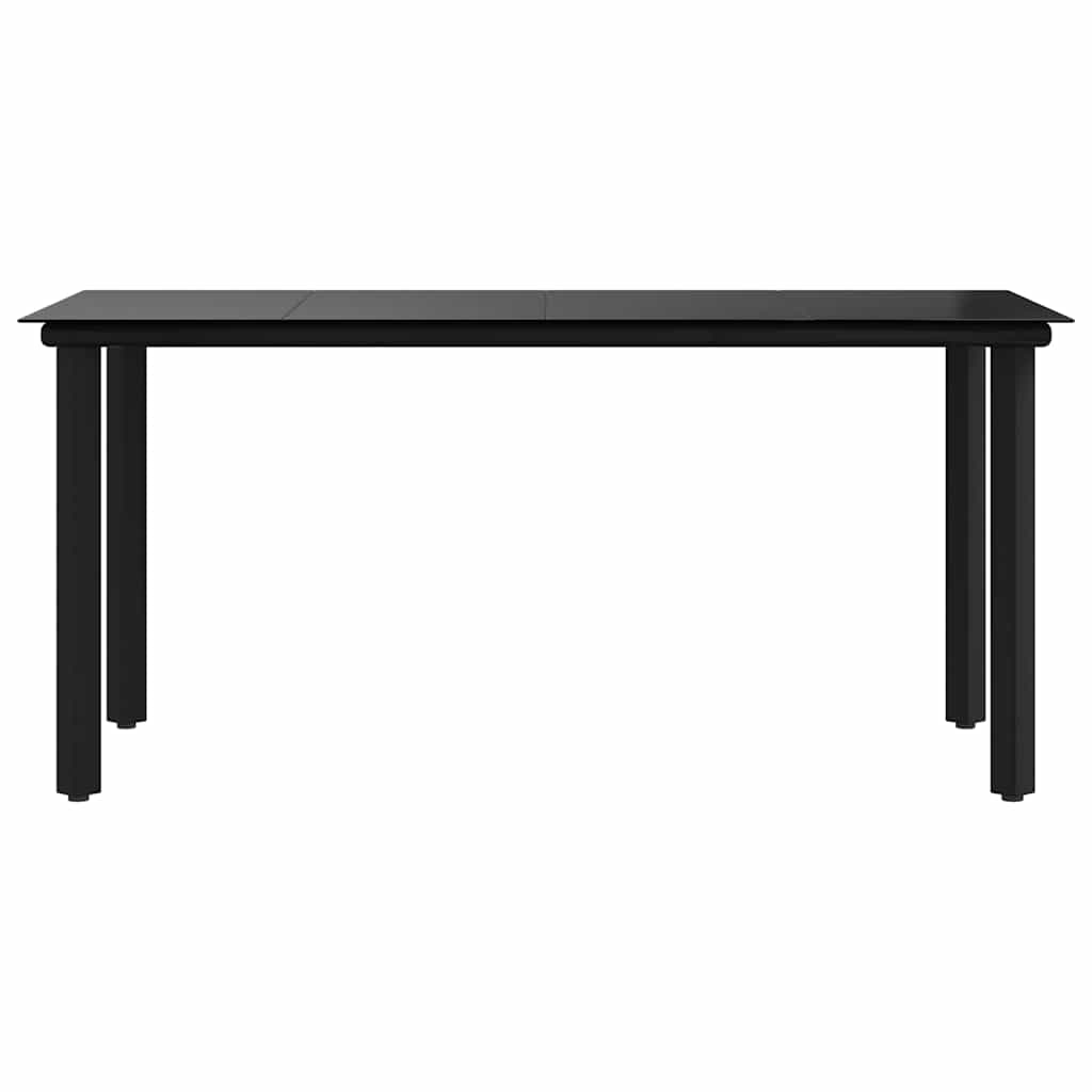 Tavolo Pranzo Giardino Nero 160x80x74 Acciaio e Vetro Temperato