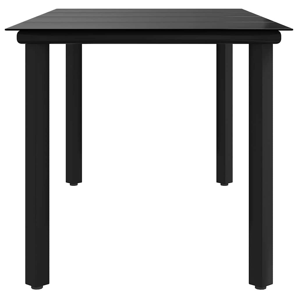 Tavolo Pranzo Giardino Nero 160x80x74 Acciaio e Vetro Temperato