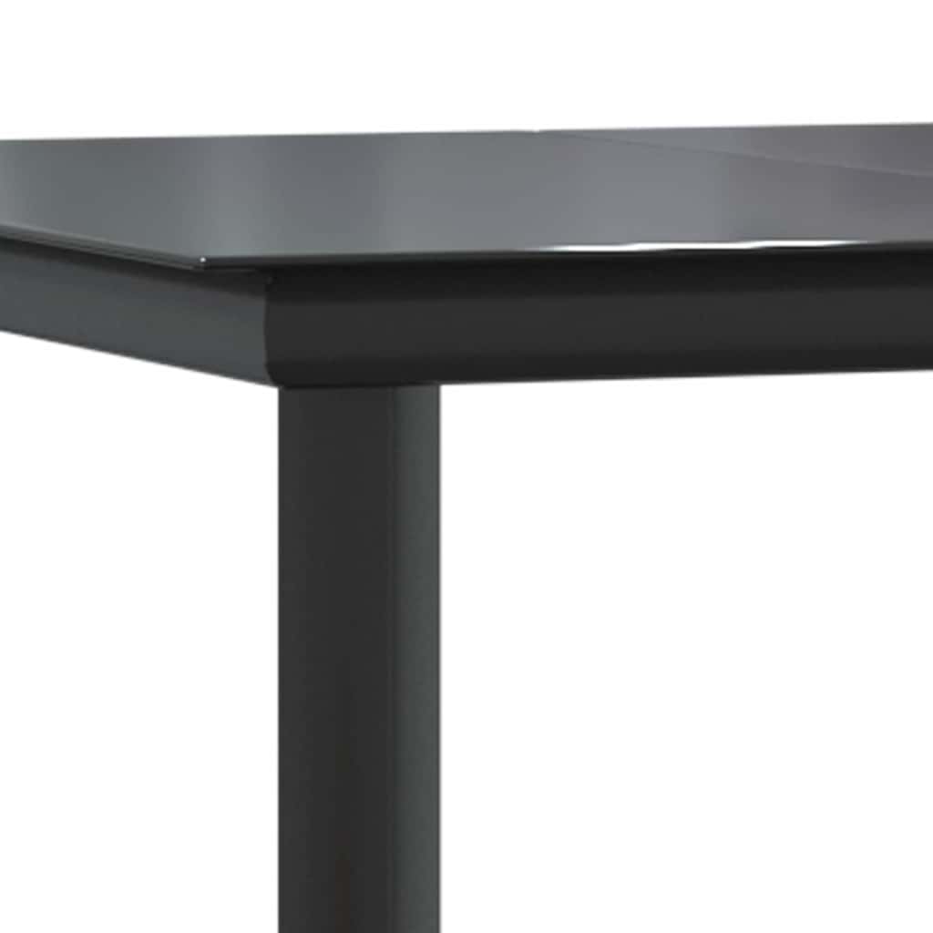 Tavolo Pranzo Giardino Nero 160x80x74 Acciaio e Vetro Temperato