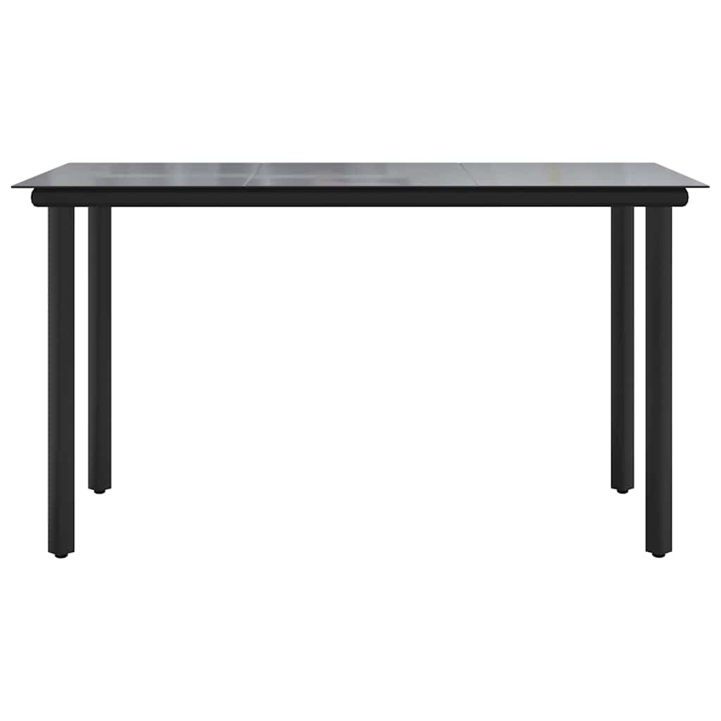 Tavolo Pranzo Giardino Nero200x100x74 Acciaio e Vetro Temperato
