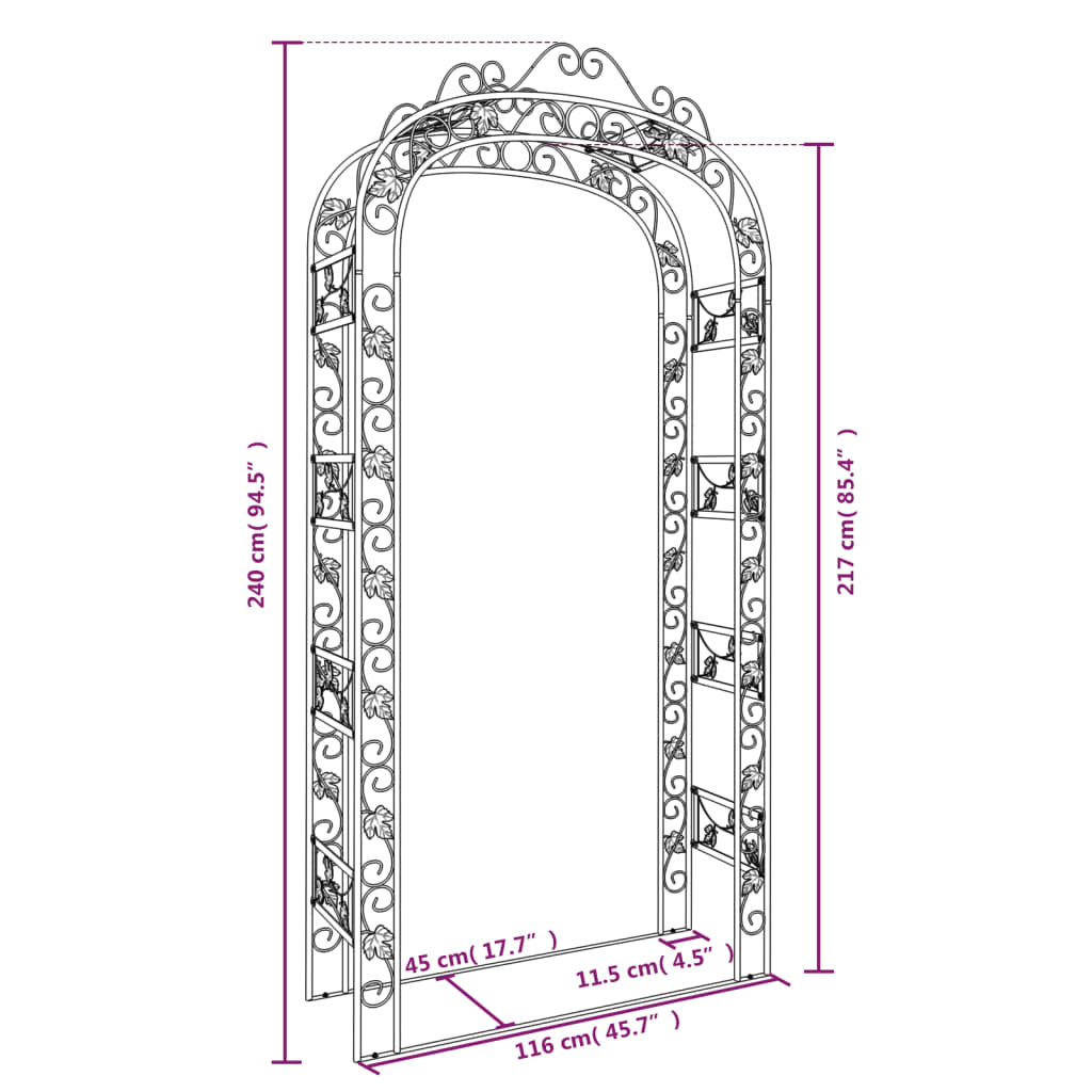 Arco da Giardino 116x45x240 cm Acciaio