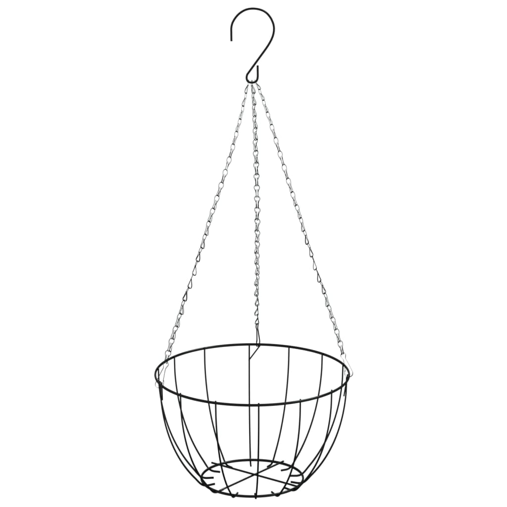 Fioriere Pensili 4 pz Rivestimenti Cocco Nero Ø40x63cm Acciaio