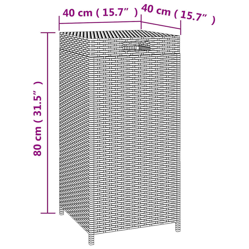 Pattumiera Nera 40x40x80 cm in Polyrattan