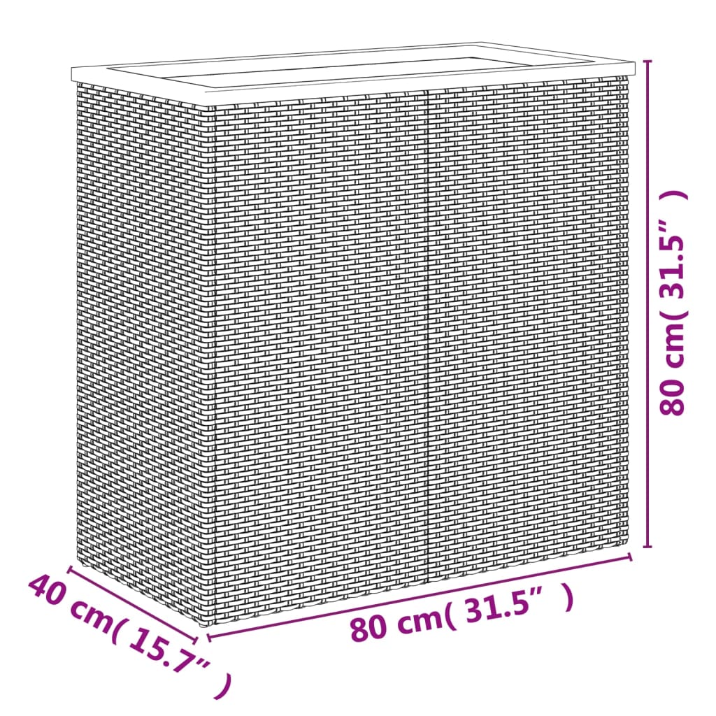 Fioriera Nera 80x40x80 cm in Polyrattan