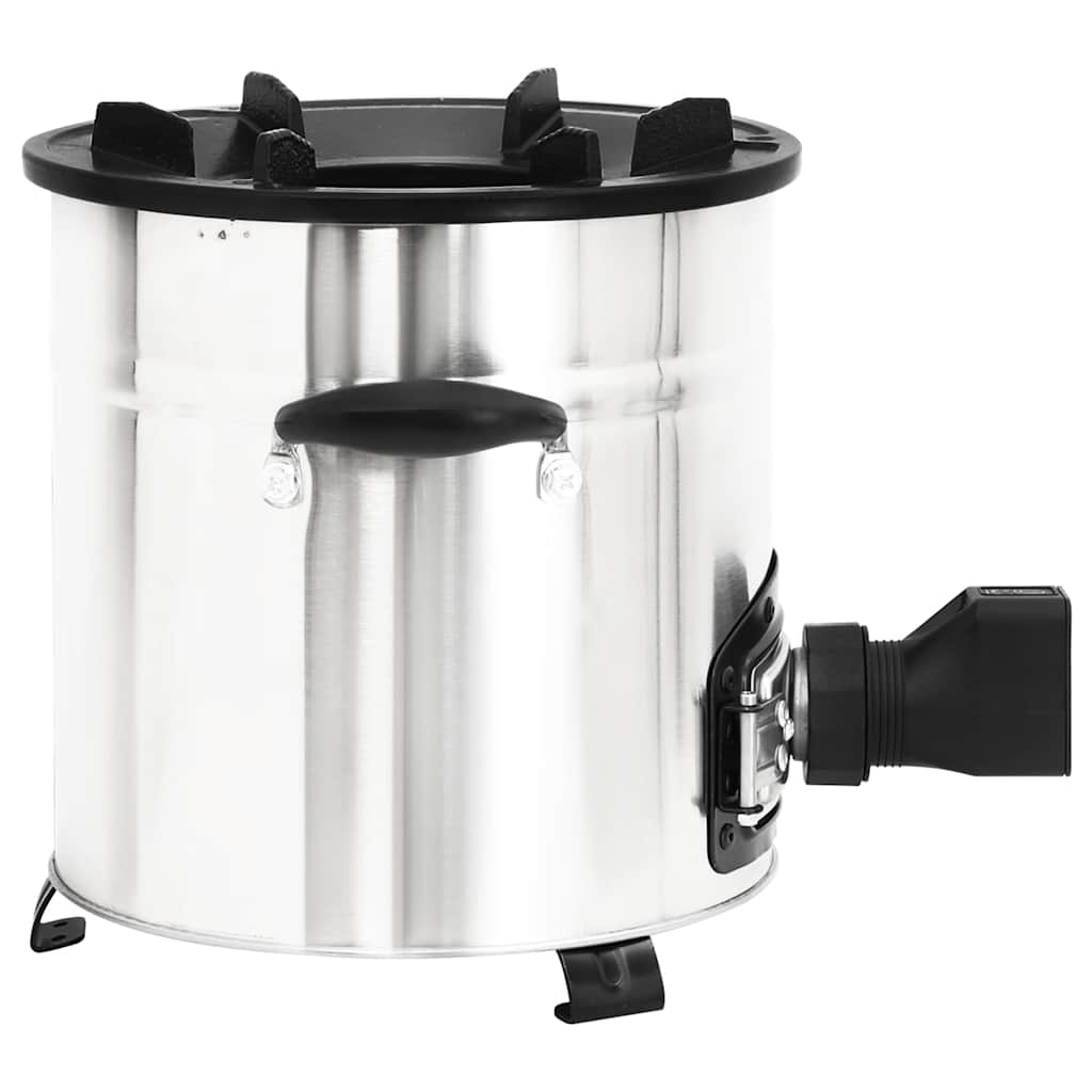 Stufa a Legna con Ventola USB Argento 35,5x26x28cm Acciaio Inox