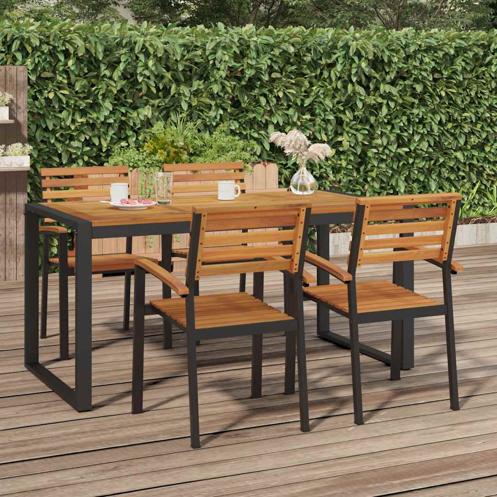 Tavolo Giardino con Gambe a U 160x80x75cm Legno Massello Acacia