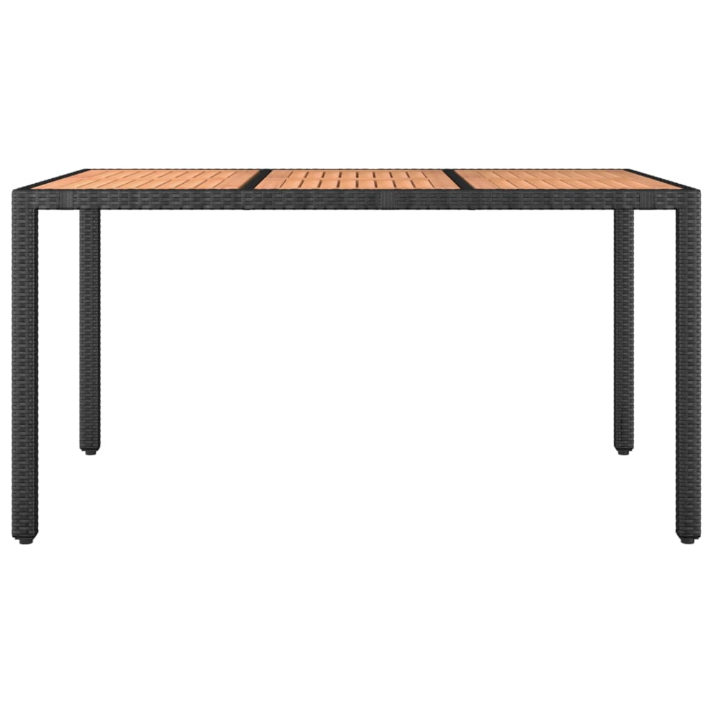 Tavolo da Giardino Piano Legno Nero Polyrattan Massello Acacia