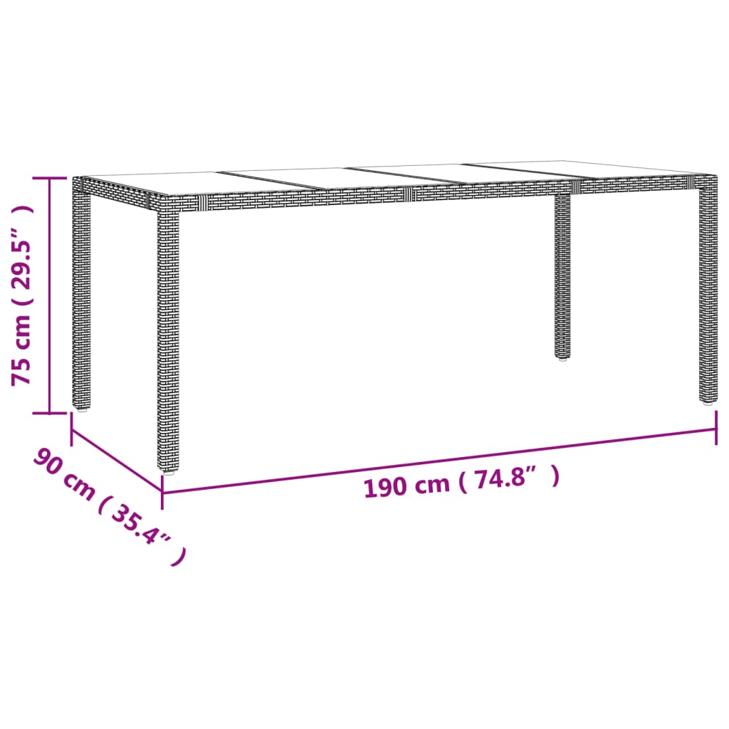 Tavolo da Giardino Piano Vetro Beige Polyrattan Vetro Temperato