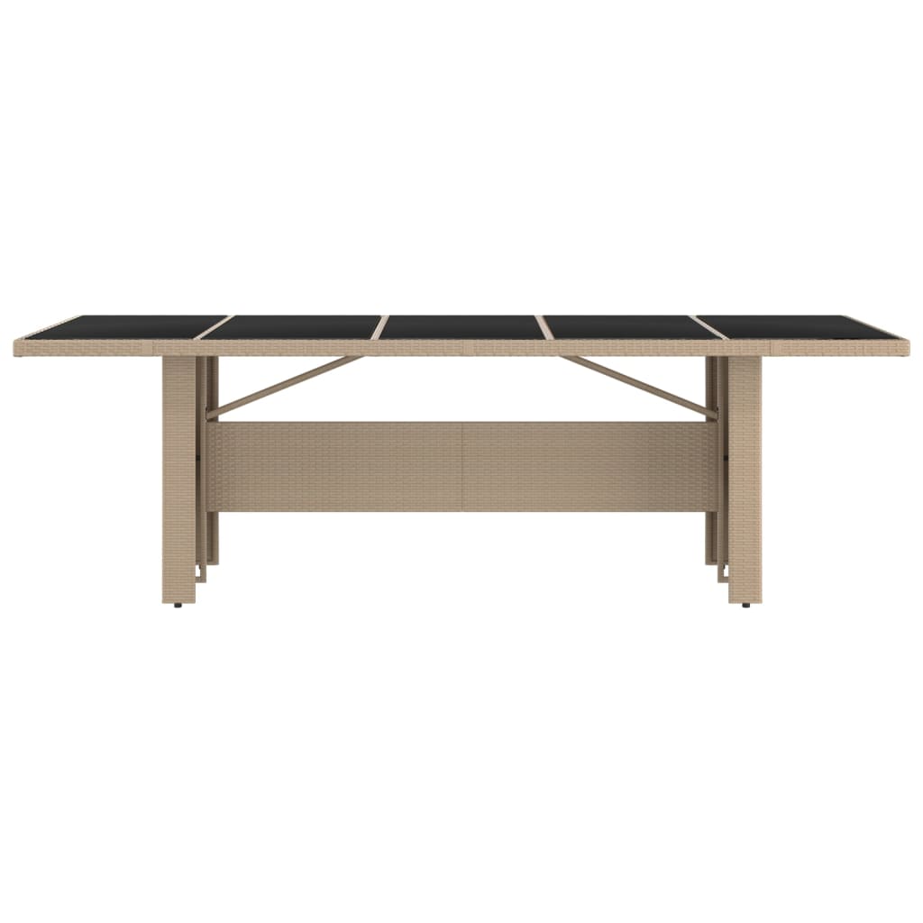 Tavolo da Giardino Piano Vetro Beige Polyrattan Vetro Temperato