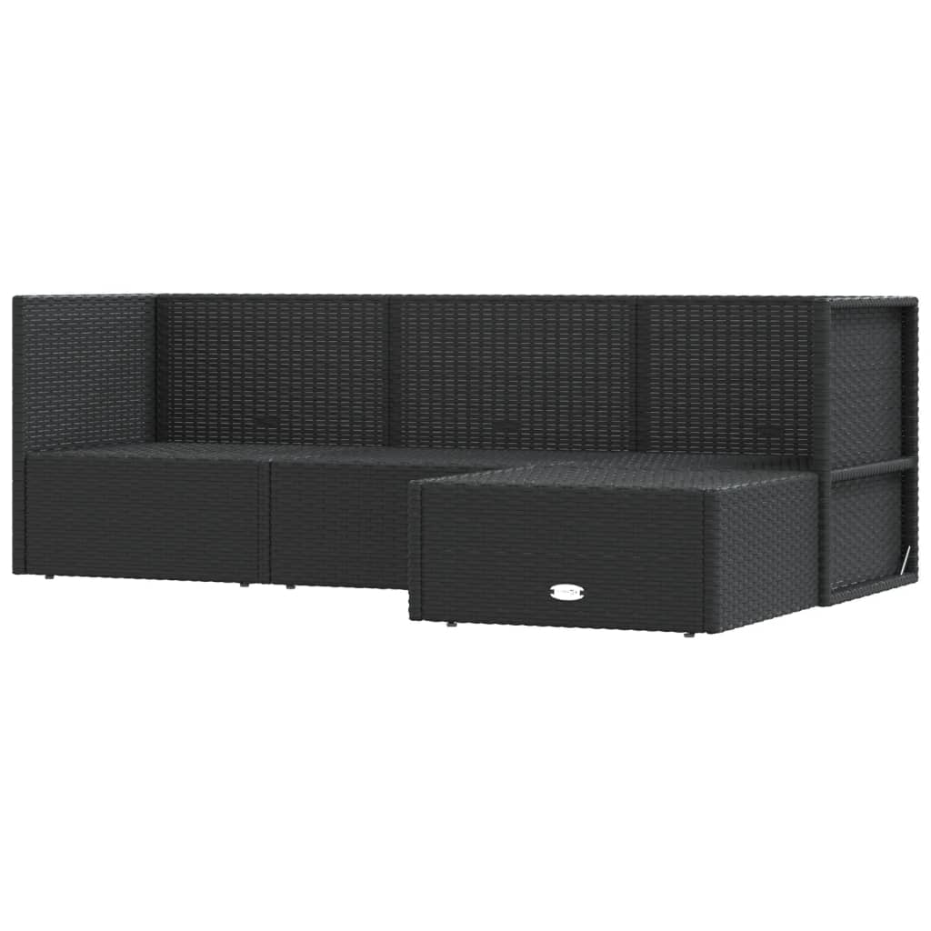 Set Divani da Giardino 4 pz con Cuscini Nero in Polyrattan