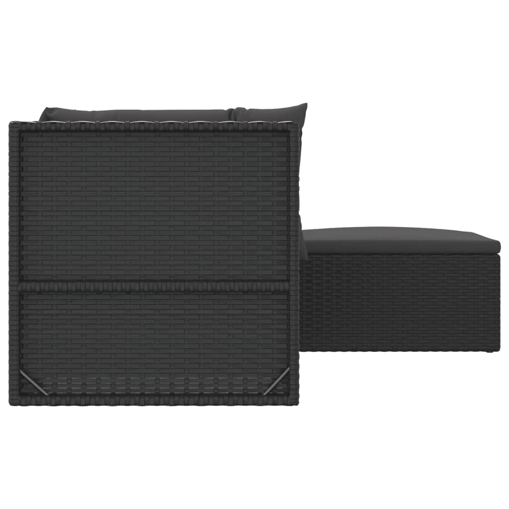 Set Divani da Giardino 4 pz con Cuscini Nero in Polyrattan
