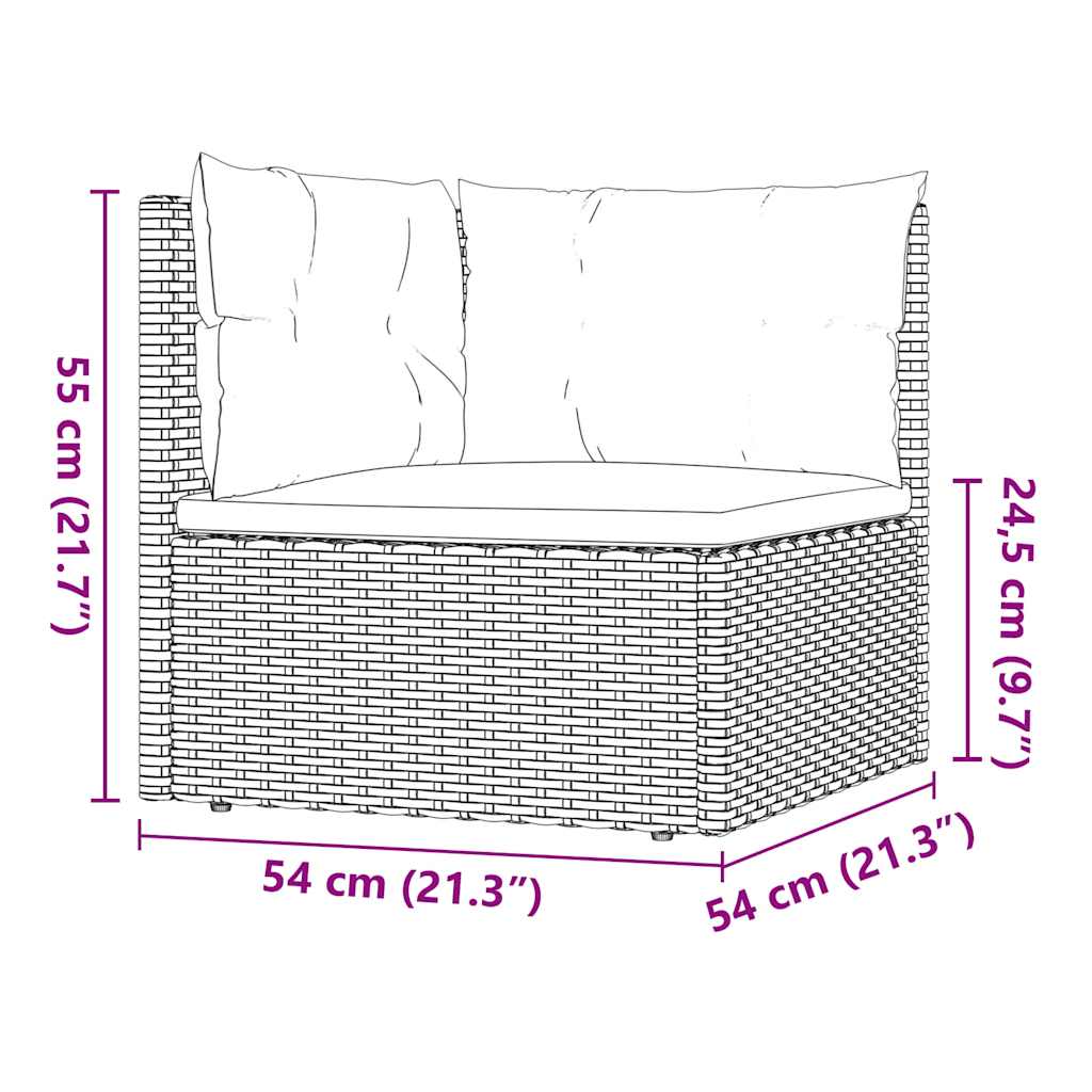 Set Divani da Giardino 5 pz con Cuscini in Polyrattan Grigio
