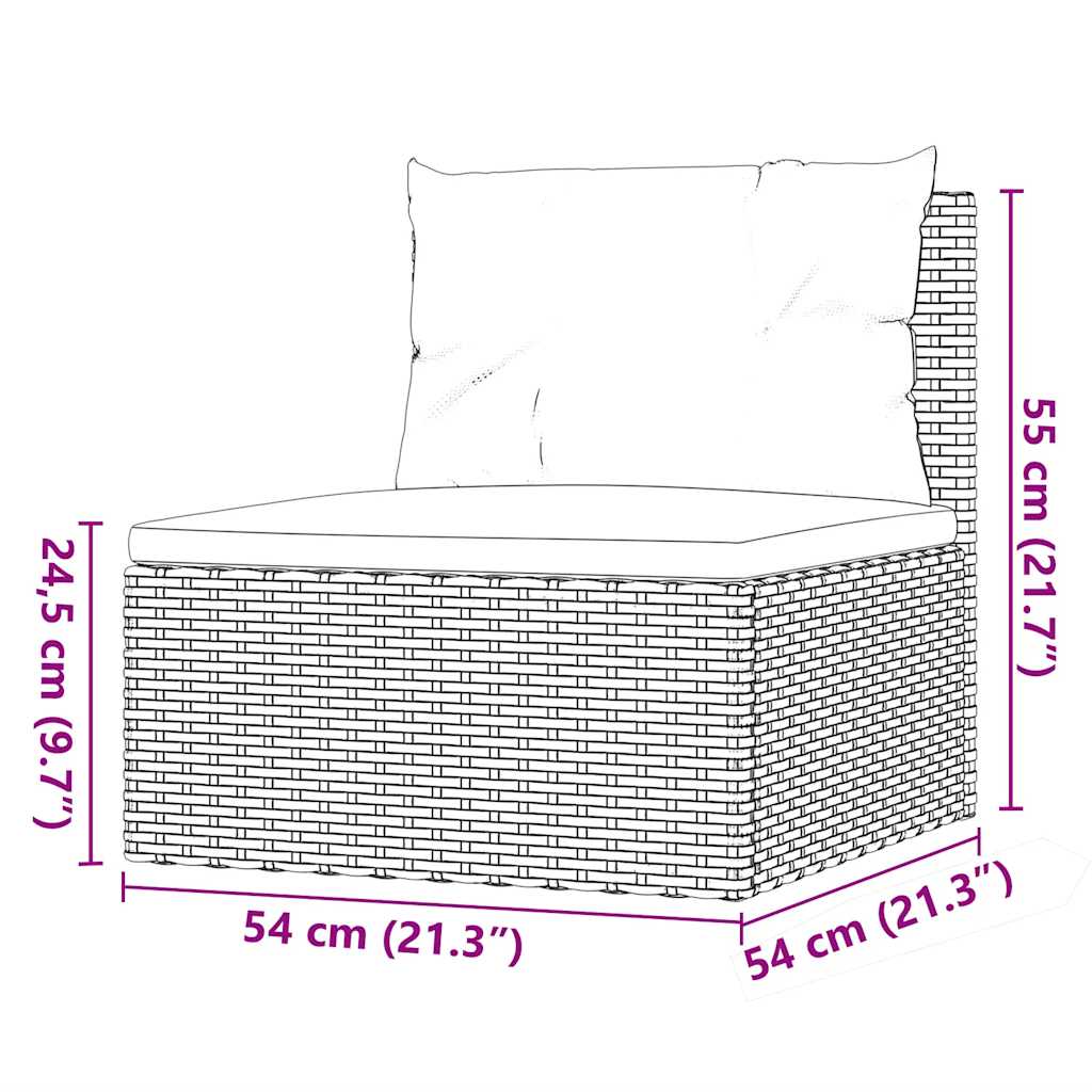Set Divani da Giardino 5 pz con Cuscini in Polyrattan Grigio