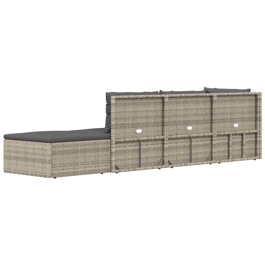 Set Divani da Giardino 5 pz con Cuscini in Polyrattan Grigio