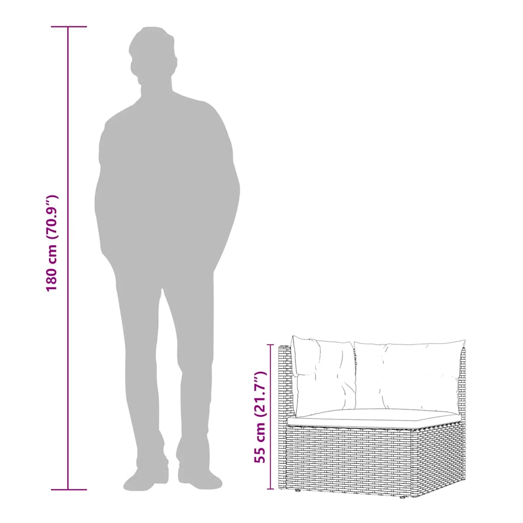 Set Divani da Giardino 5 pz con Cuscini in Polyrattan Grigio