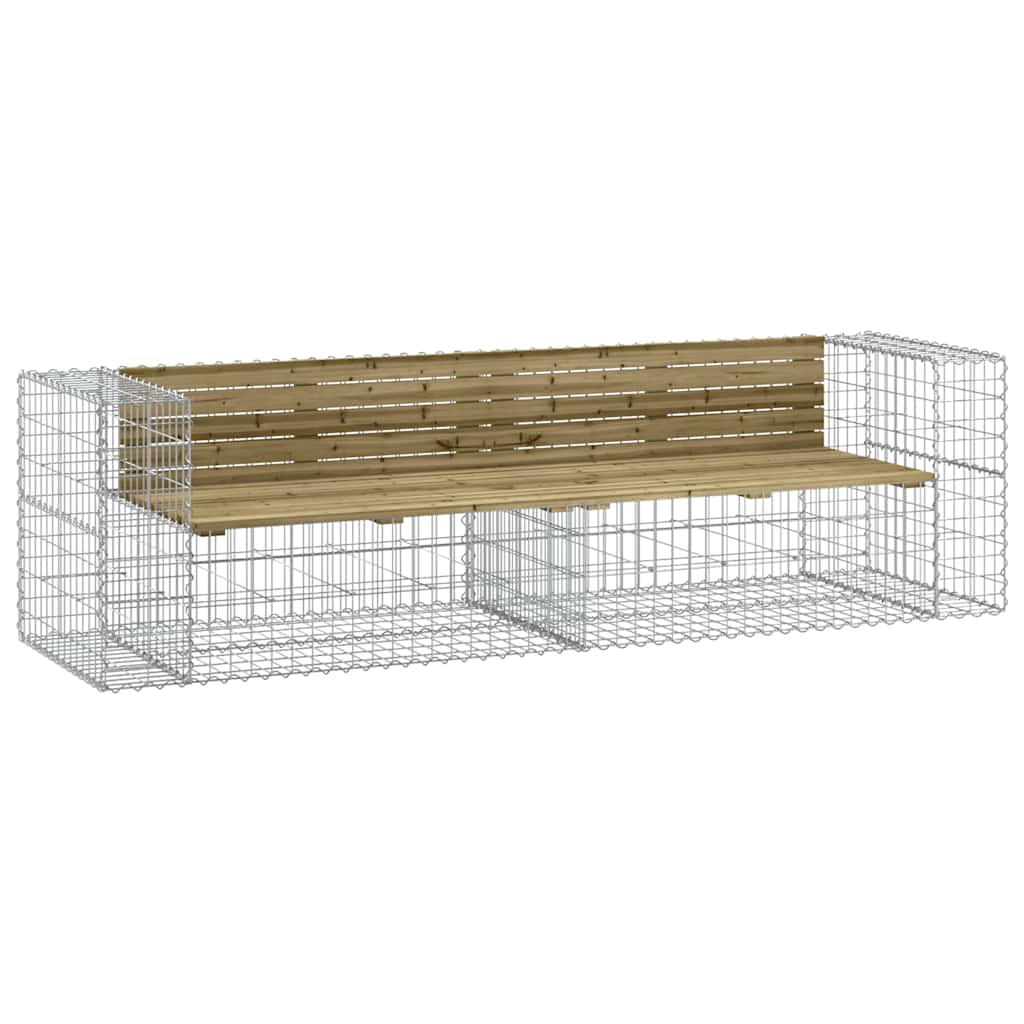 Panca da Giardino Design Gabbione 244x71x65,5cm Pino Impregnato