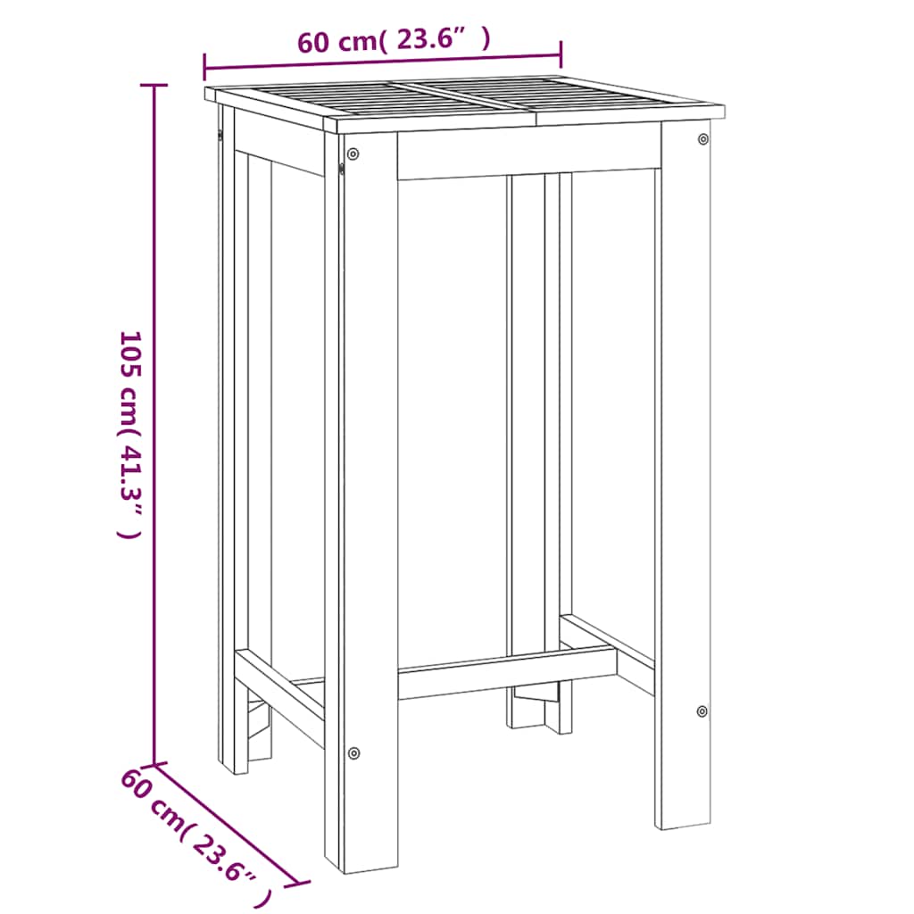Tavolo da Bar da Giardino 60x60x105 cm Legno Massello di Acacia