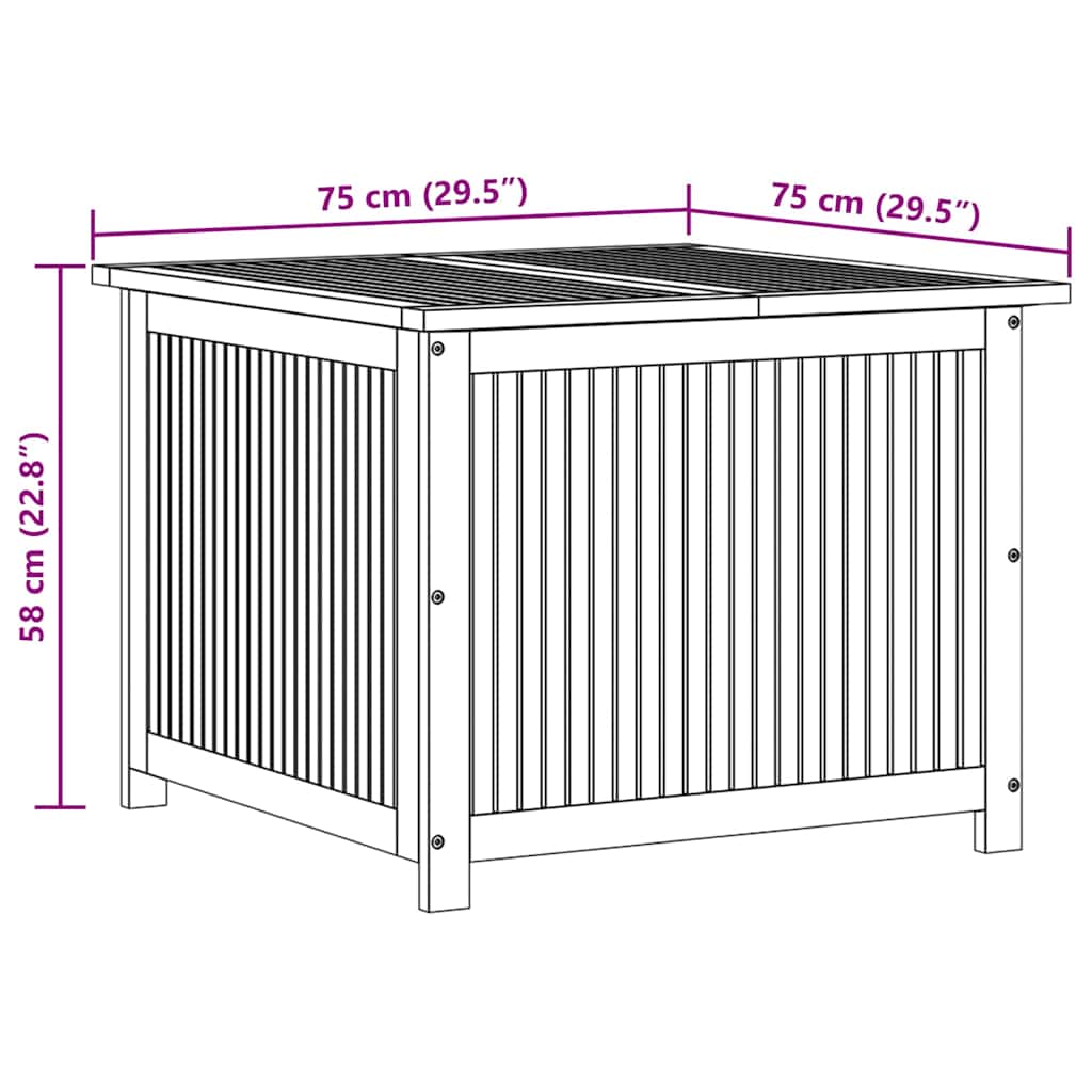 Contenitore da Giardino 75x75x58 cm in Legno Massello di Acacia