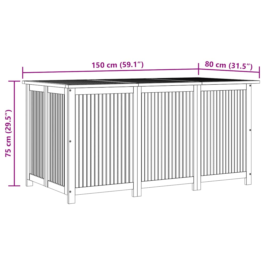 Contenitore da Giardino 150x80x75cm in Legno Massello di Acacia