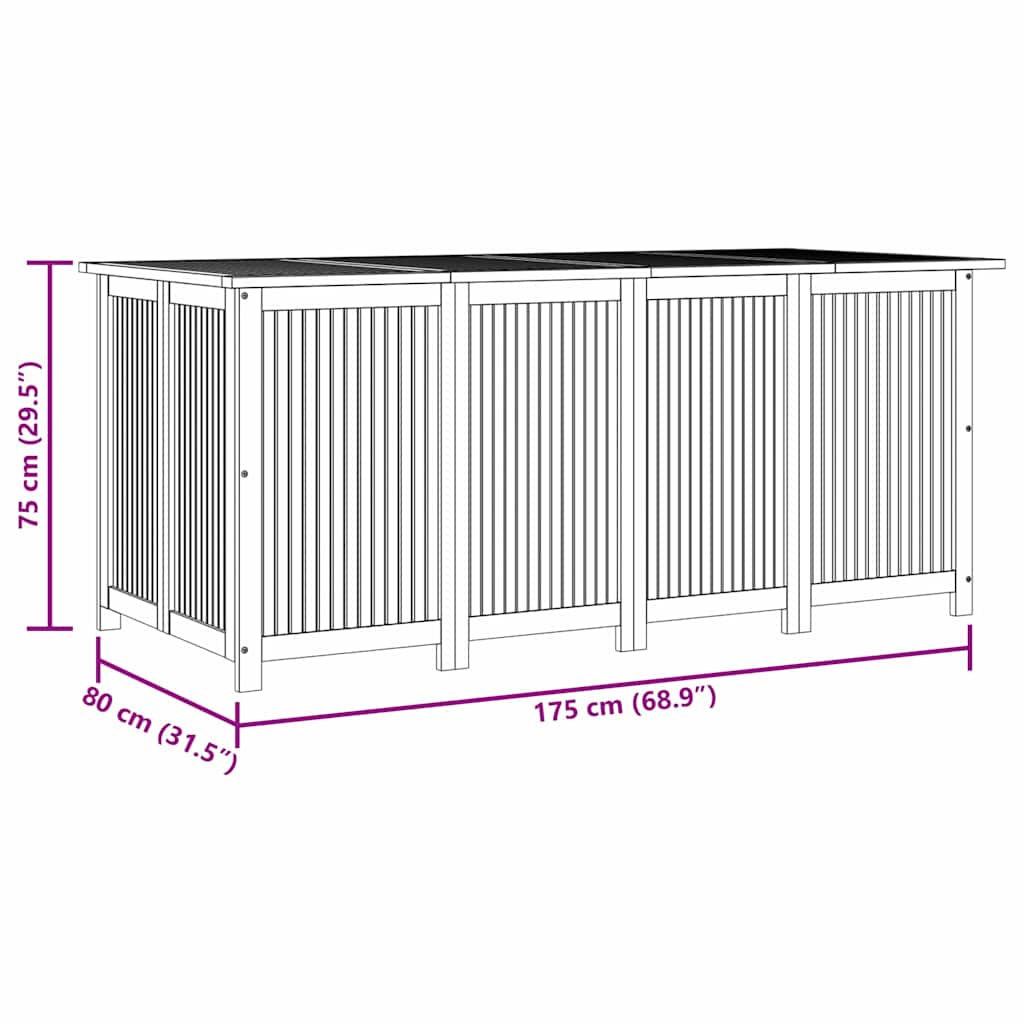 Contenitore da Giardino 175x80x75cm in Legno Massello di Acacia