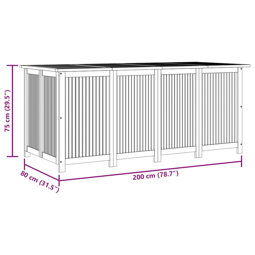 Contenitore da Giardino 200x80x75cm in Legno Massello di Acacia