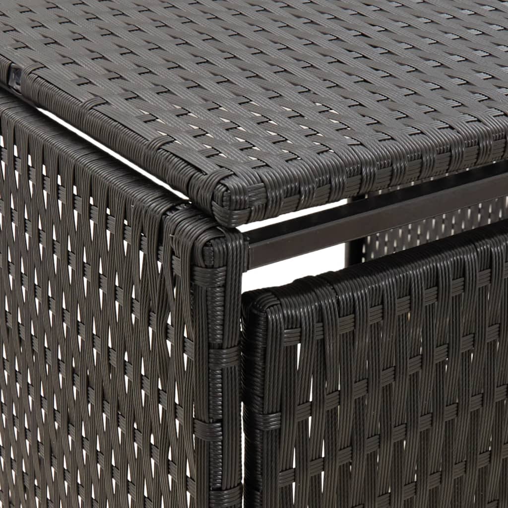Copribidone Triplo Nero 207x80x117 cm in Polyrattan