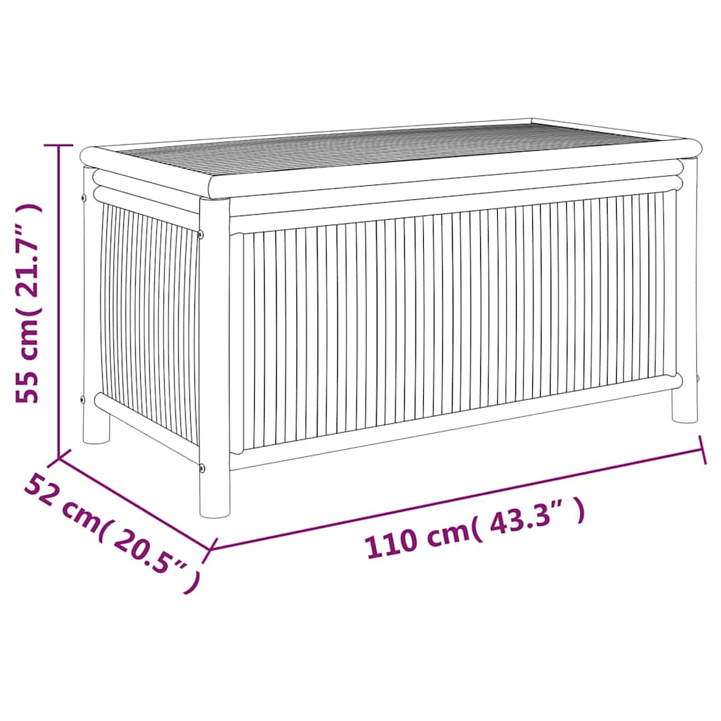 Contenitore Portaoggetti da Giardino 110x52x55 cm in Bambù