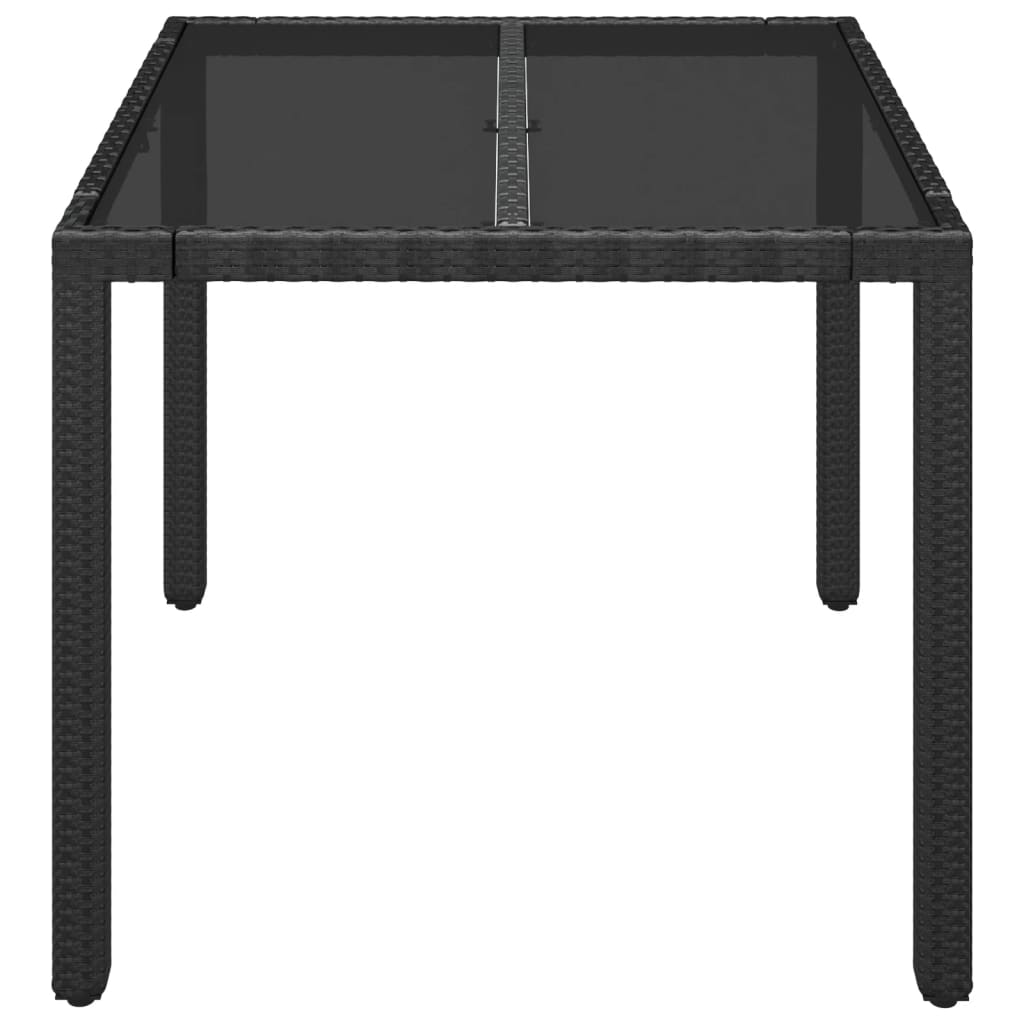 Tavolo da Giardino Piano in Vetro Nero 90x90x75 cm Polyrattan