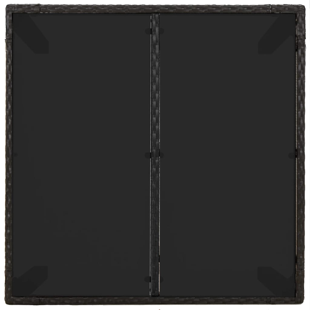 Tavolo da Giardino Piano in Vetro Nero 90x90x75 cm Polyrattan