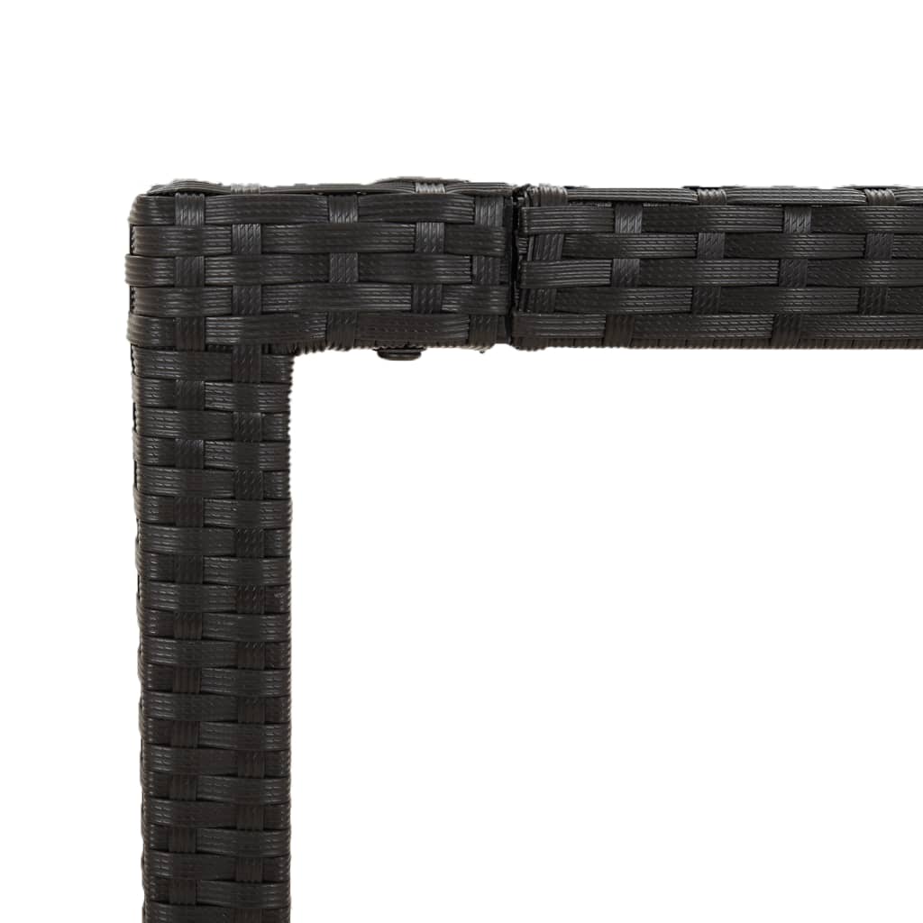 Tavolo da Giardino Piano in Vetro Nero 90x90x75 cm Polyrattan