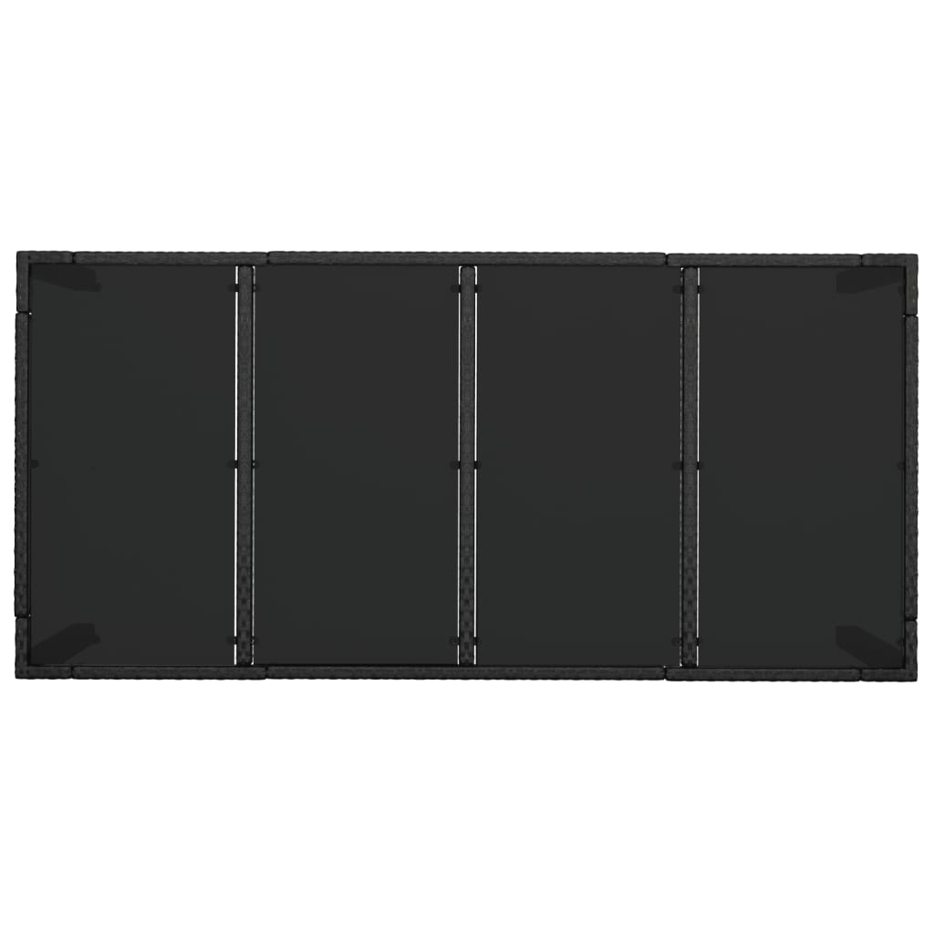 Tavolo da Giardino Piano in Vetro Nero 190x90x75 cm Polyrattan