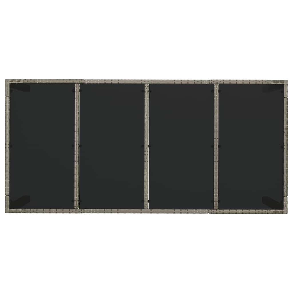 Tavolo da Giardino Piano in Vetro Grigio 190x90x75cm Polyrattan