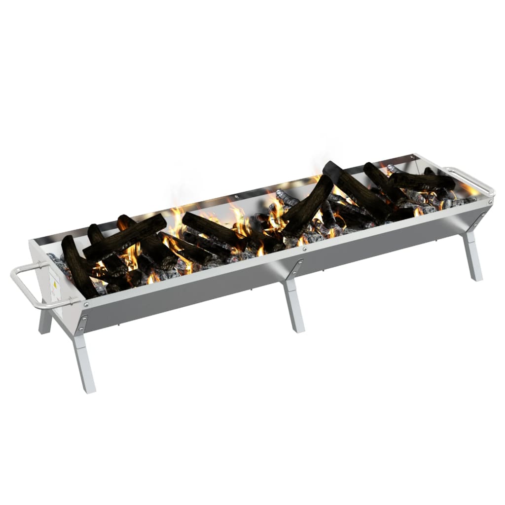Vassoio per Barbecue Argento 158x42x31 cm Acciaio Inox