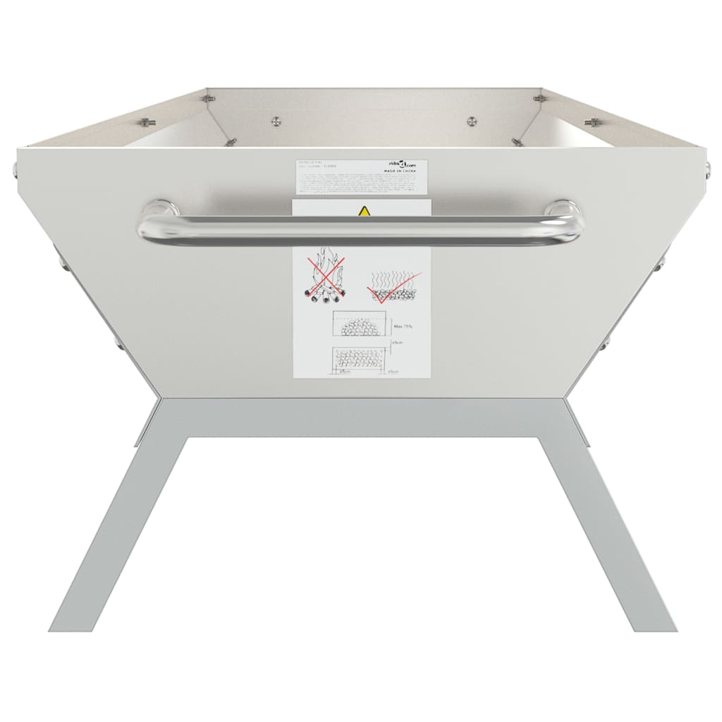 Vassoio per Barbecue Argento 158x42x31 cm Acciaio Inox