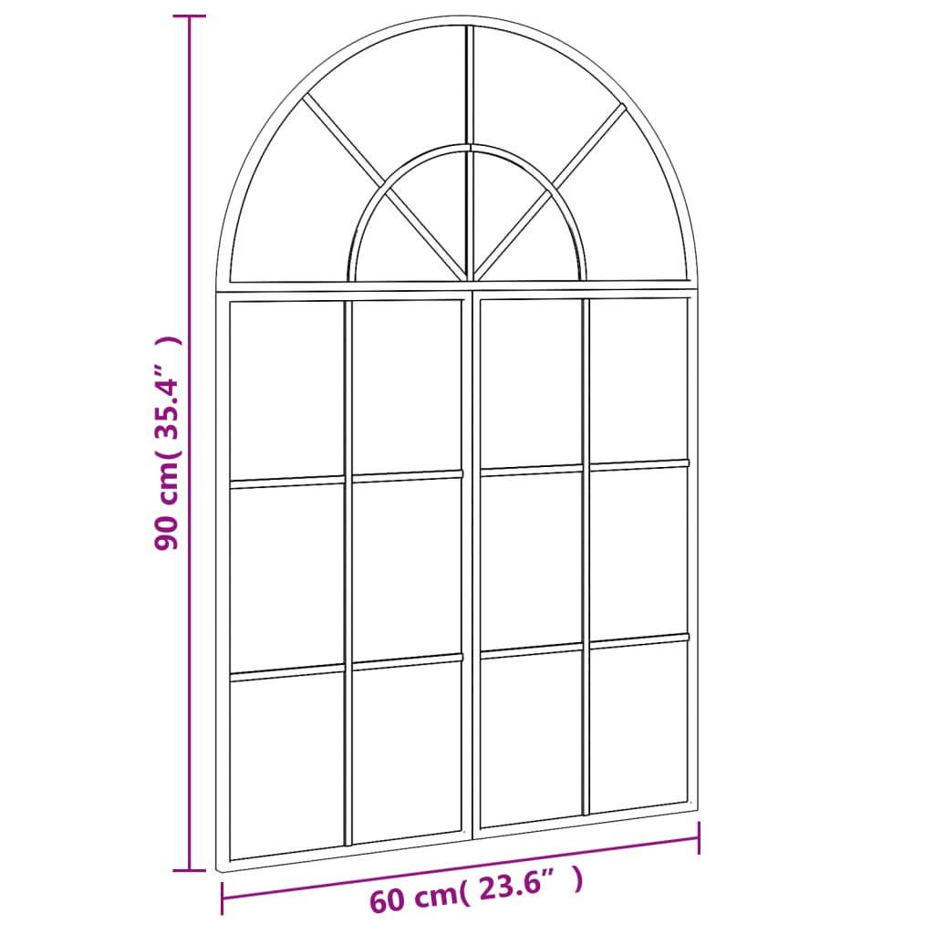 Specchio da Parete Nero 60x90 cm Arco in Ferro