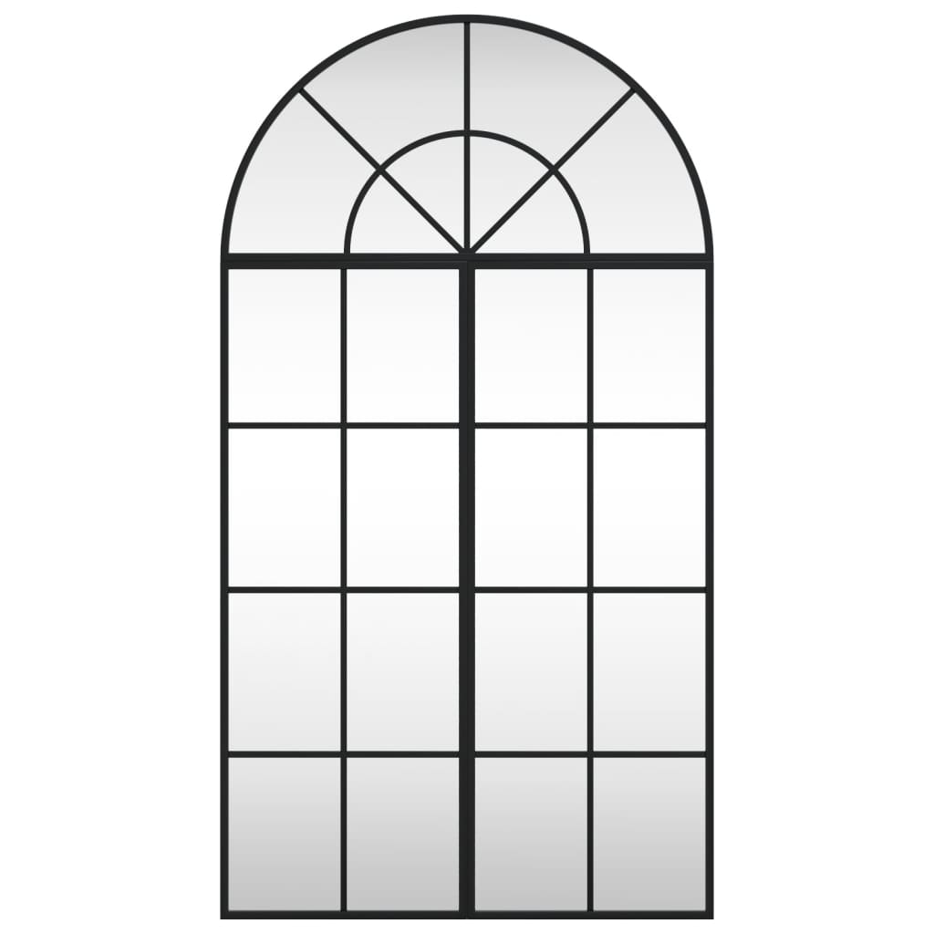Specchio da Parete Nero 60x110 cm Arco in Ferro