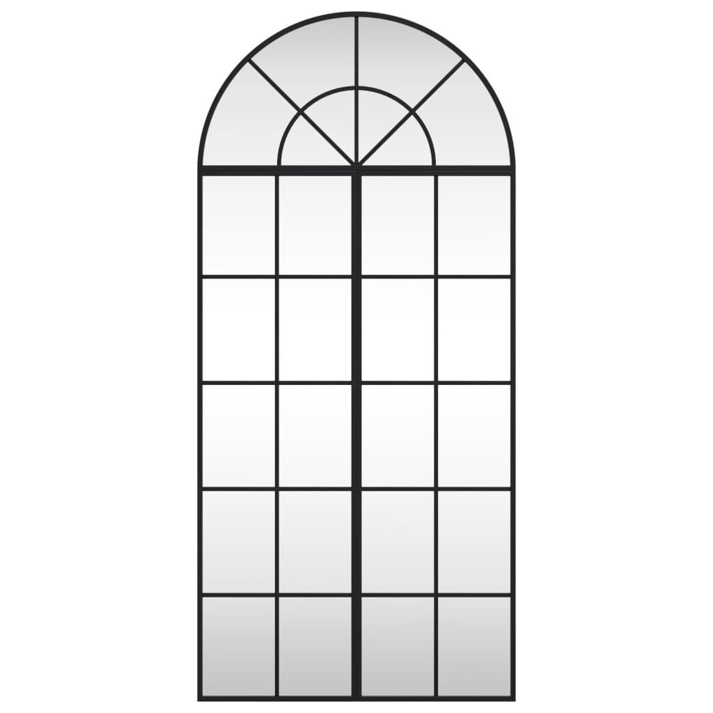 Specchio da Parete Nero 60x130 cm Arco in Ferro