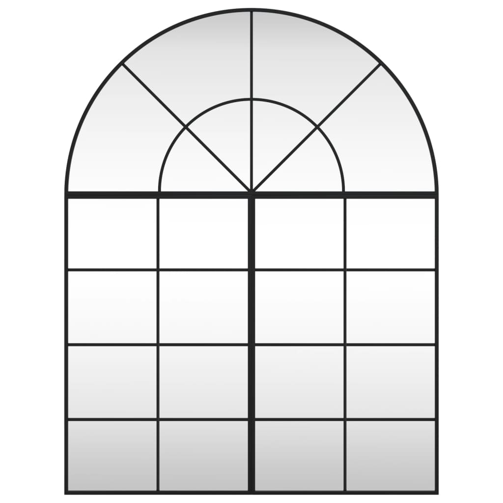 Specchio da Parete Nero 100x130 cm Arco in Ferro