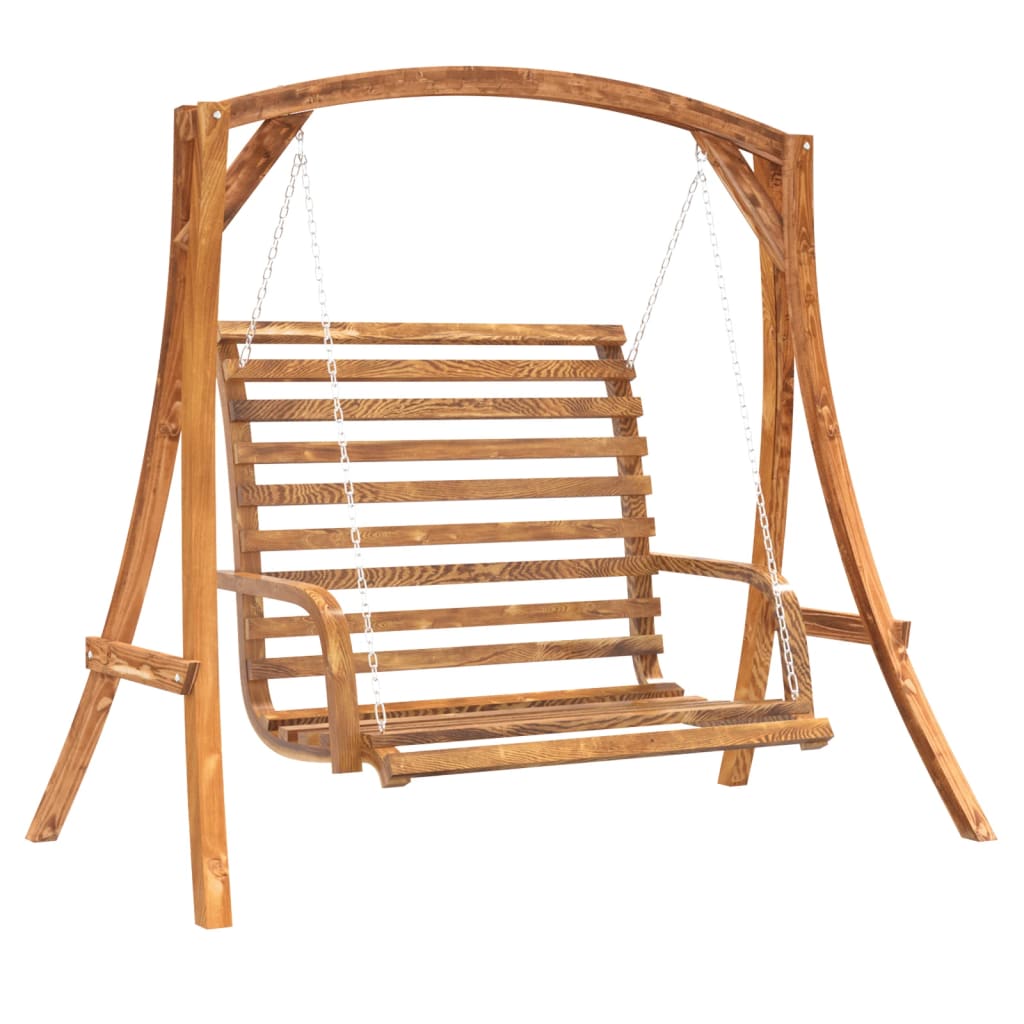 Panca a Dondolo in Legno Massello di Abete Teak 126 cm