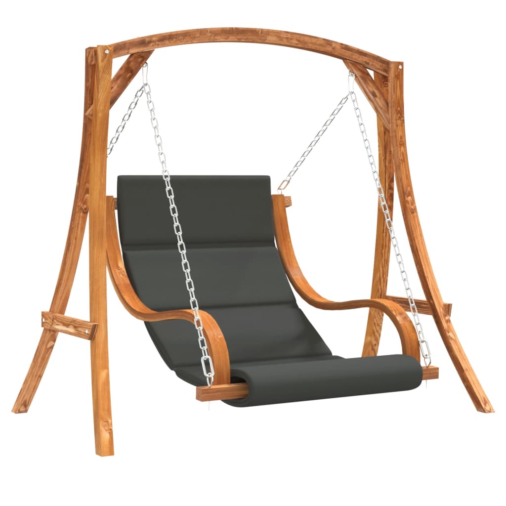 Sedia a Dondolo con Cuscino Massello di Abete Finitura in Teak