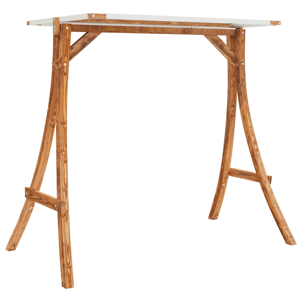 Letto a Dondolo con Tetto Massello di Abete Finitura in Teak