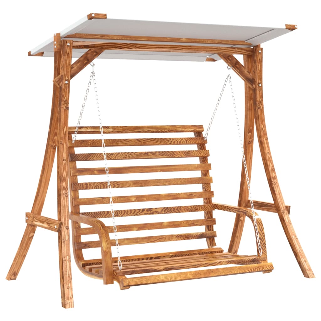 Panca a Dondolo con Tetto Massello di Abete Finitura in Teak