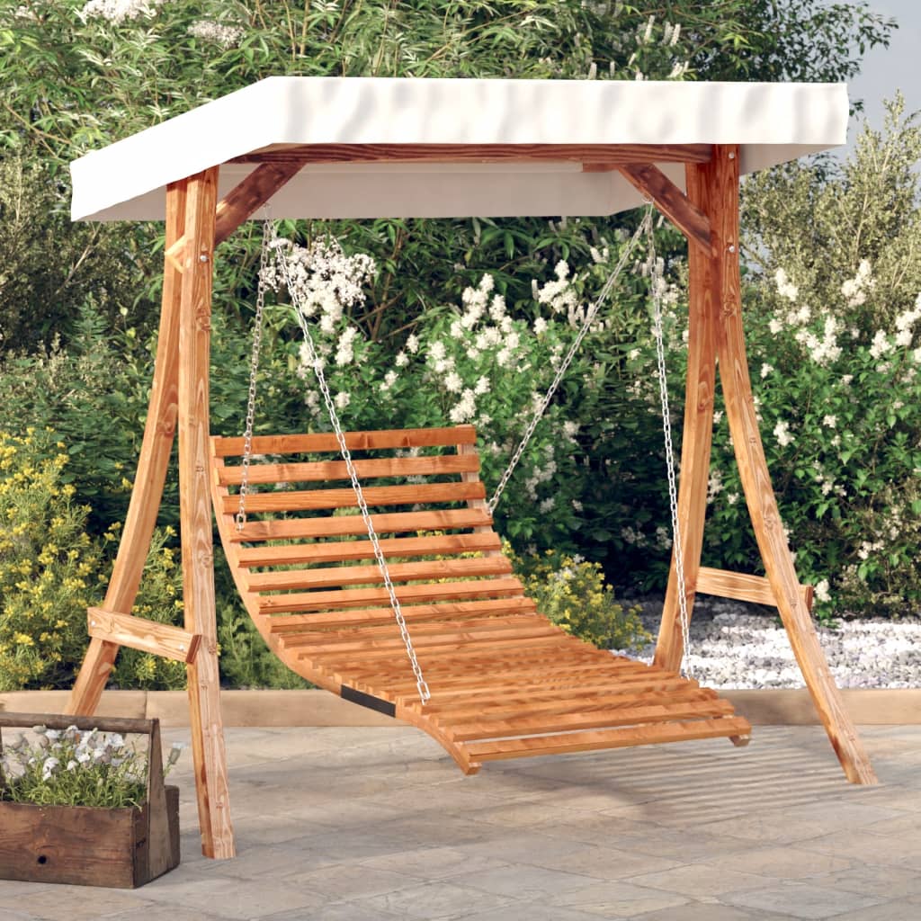 Letto a Dondolo con Baldacchino in Legno Massello di Abete
