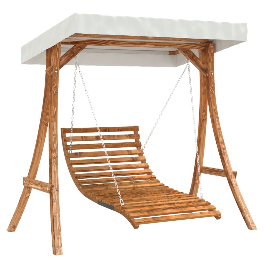 Letto a Dondolo con Baldacchino in Legno Massello di Abete
