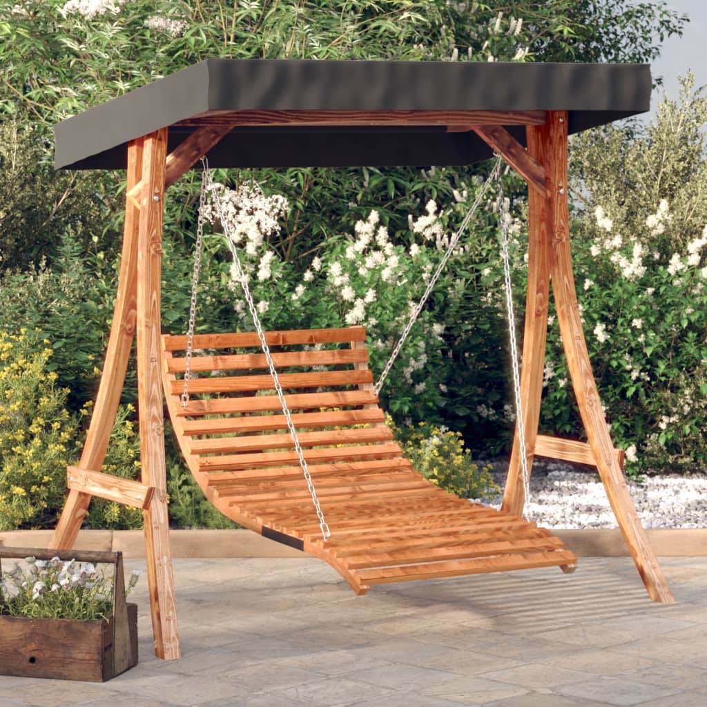 Letto a dondolo da giardino con tetto antracite in abete 115 x 147 cm